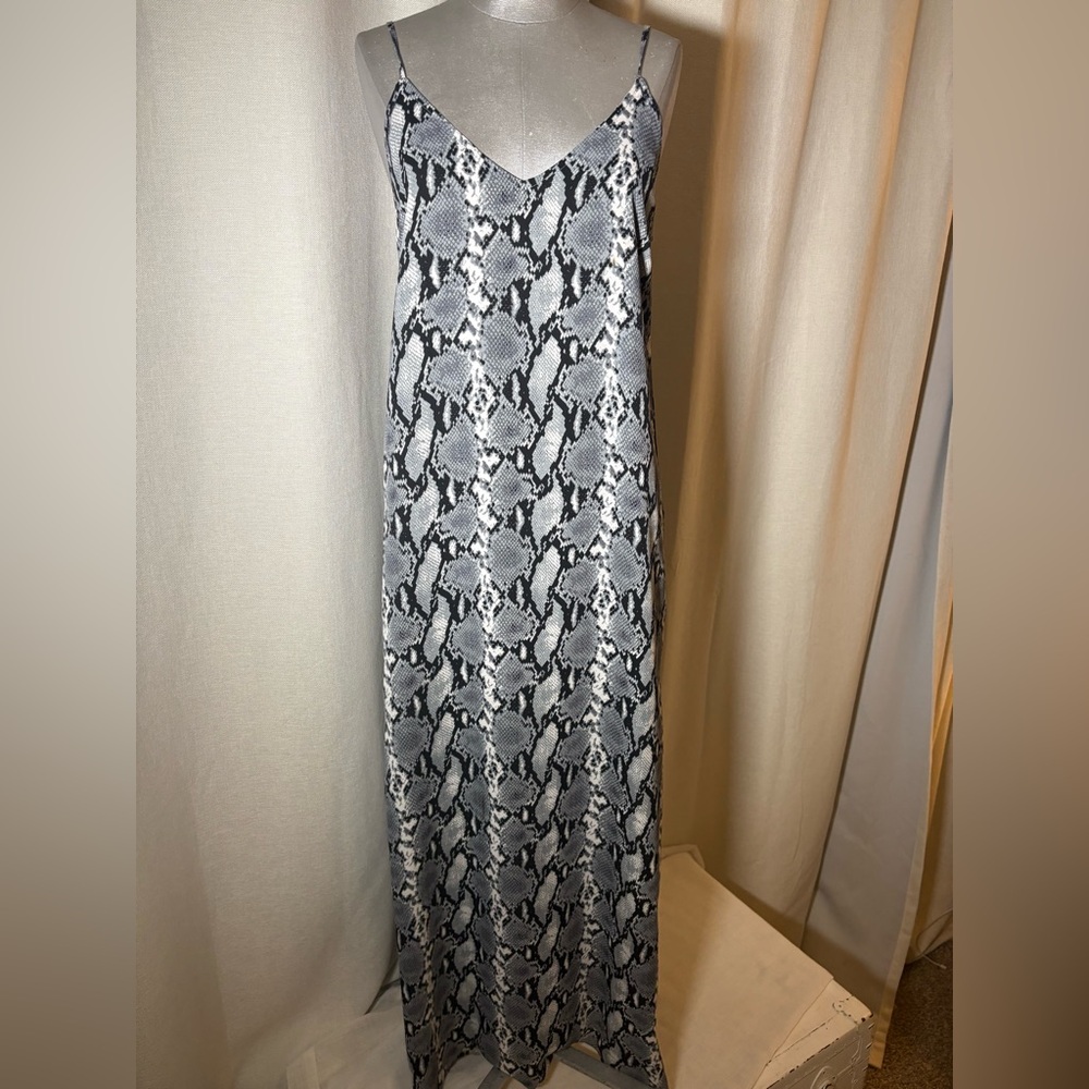 BuddyLove Snake Print Maxi Slip Dress Lined Side Slits Adjustable Straps Small - Picture 2 of 12